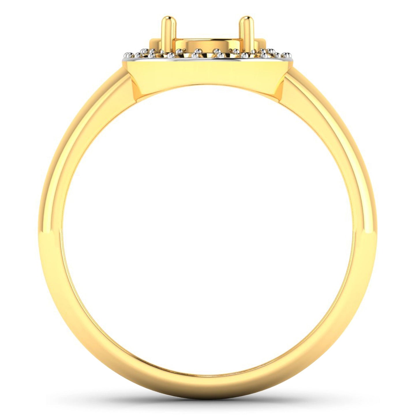 0.22 Carat Genuine White Diamond 14K Yellow Gold Semi Mount Ring - holds 9x7mm Oval Gemstone Bids.com