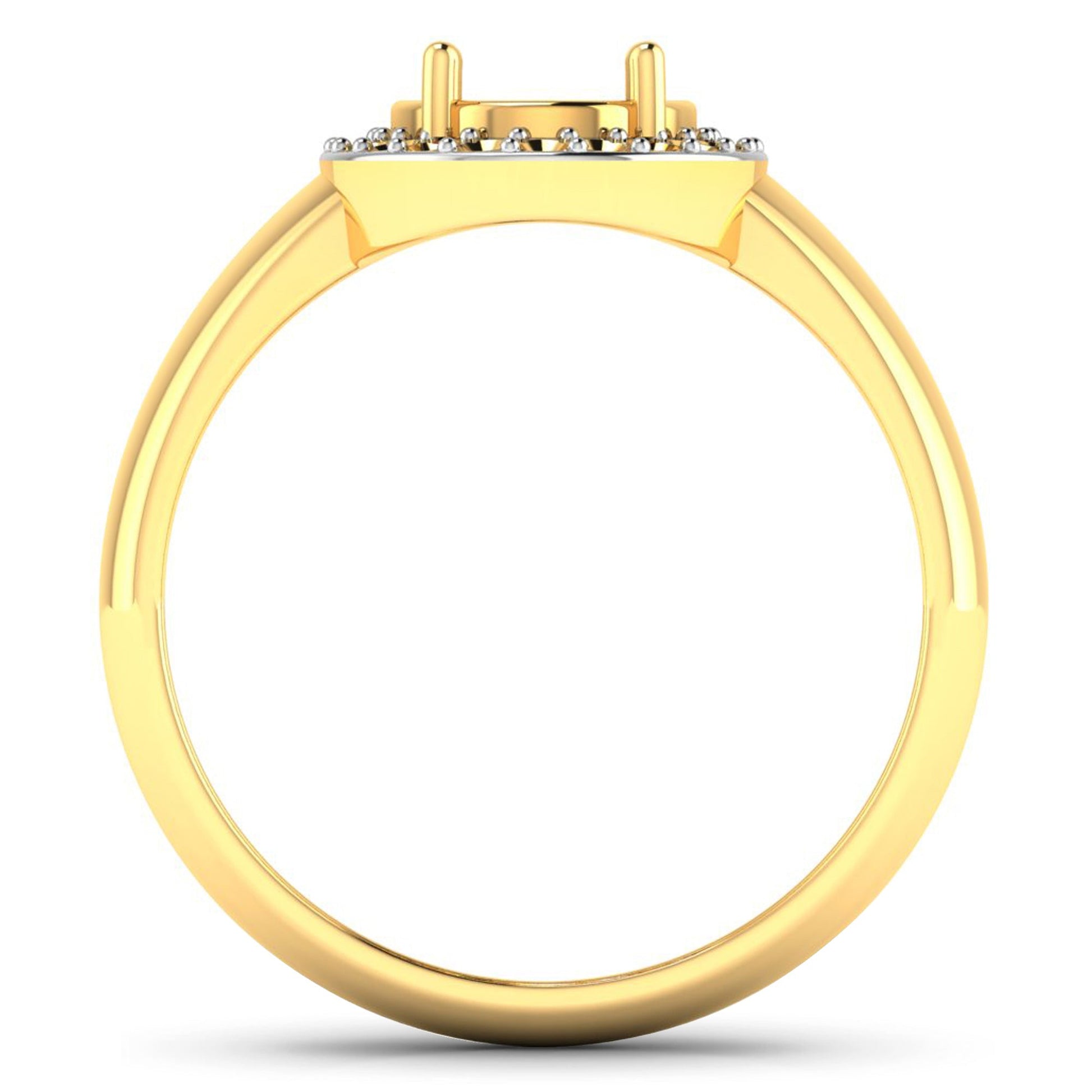 0.22 Carat Genuine White Diamond 14K Yellow Gold Semi Mount Ring - holds 9x7mm Oval Gemstone Bids.com