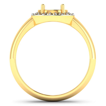 0.22 Carat Genuine White Diamond 14K Yellow Gold Semi Mount Ring - holds 9x7mm Oval Gemstone Bids.com