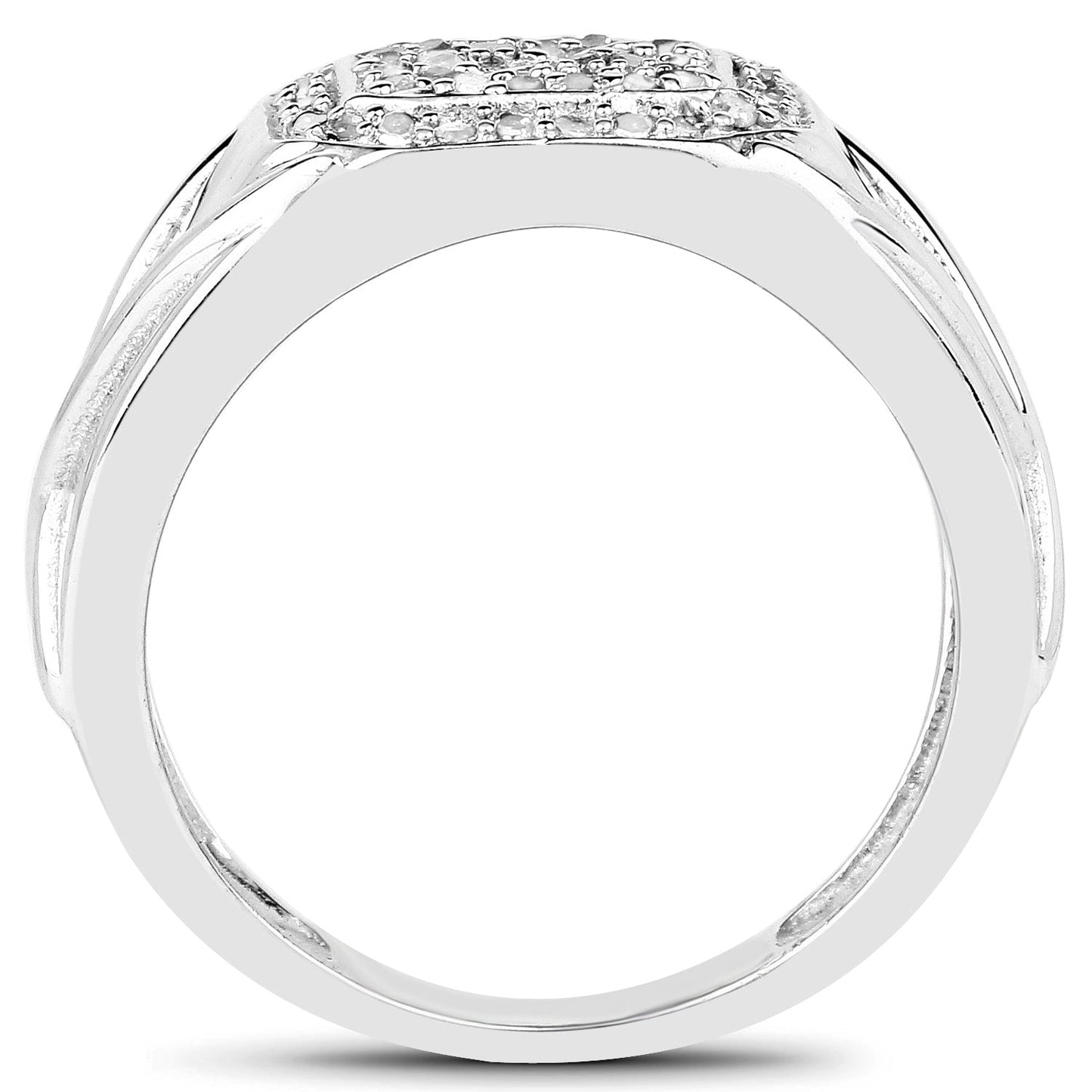 14K White Gold Plated 0.24 Carat Genuine White Diamond .925 Sterling Silver Ring Bids.com