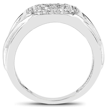 14K White Gold Plated 0.24 Carat Genuine White Diamond .925 Sterling Silver Ring Bids.com