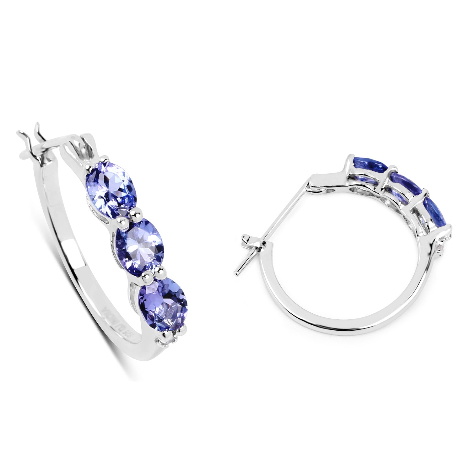 1.99 Carat Genuine Tanzanite and White Diamond .925 Sterling Silver Earrings Bids.com