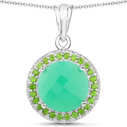 5.32 Carat Genuine Crysopharse and Chrome Diopside .925 Sterling Silver Pendant Bids.com