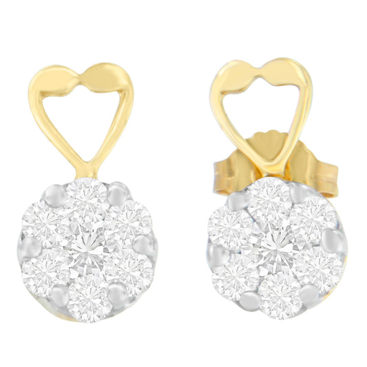 14K Yellow Gold 1ct. TDW Round-cut Diamond Earrings (I-J,SI2-I1) Bids.com