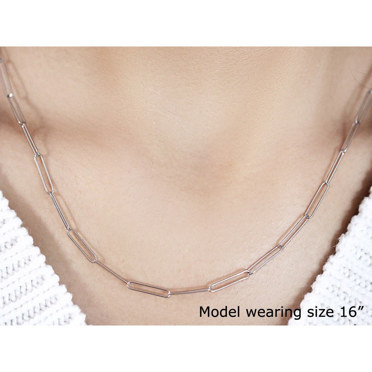 14k White Gold Wire Paperclip Chain (2.7mm) Bids.com