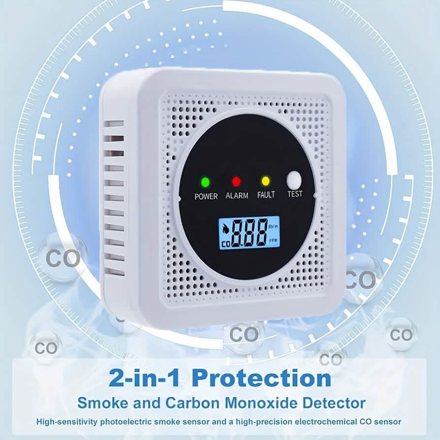 Dual Sensor Smoke & Carbon Monoxide Detector Alarm with LCD Display DailySale