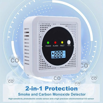 Dual Sensor Smoke & Carbon Monoxide Detector Alarm with LCD Display DailySale
