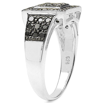 0.77 Carat Genuine Black Diamond .925 Sterling Silver Ring Bids.com