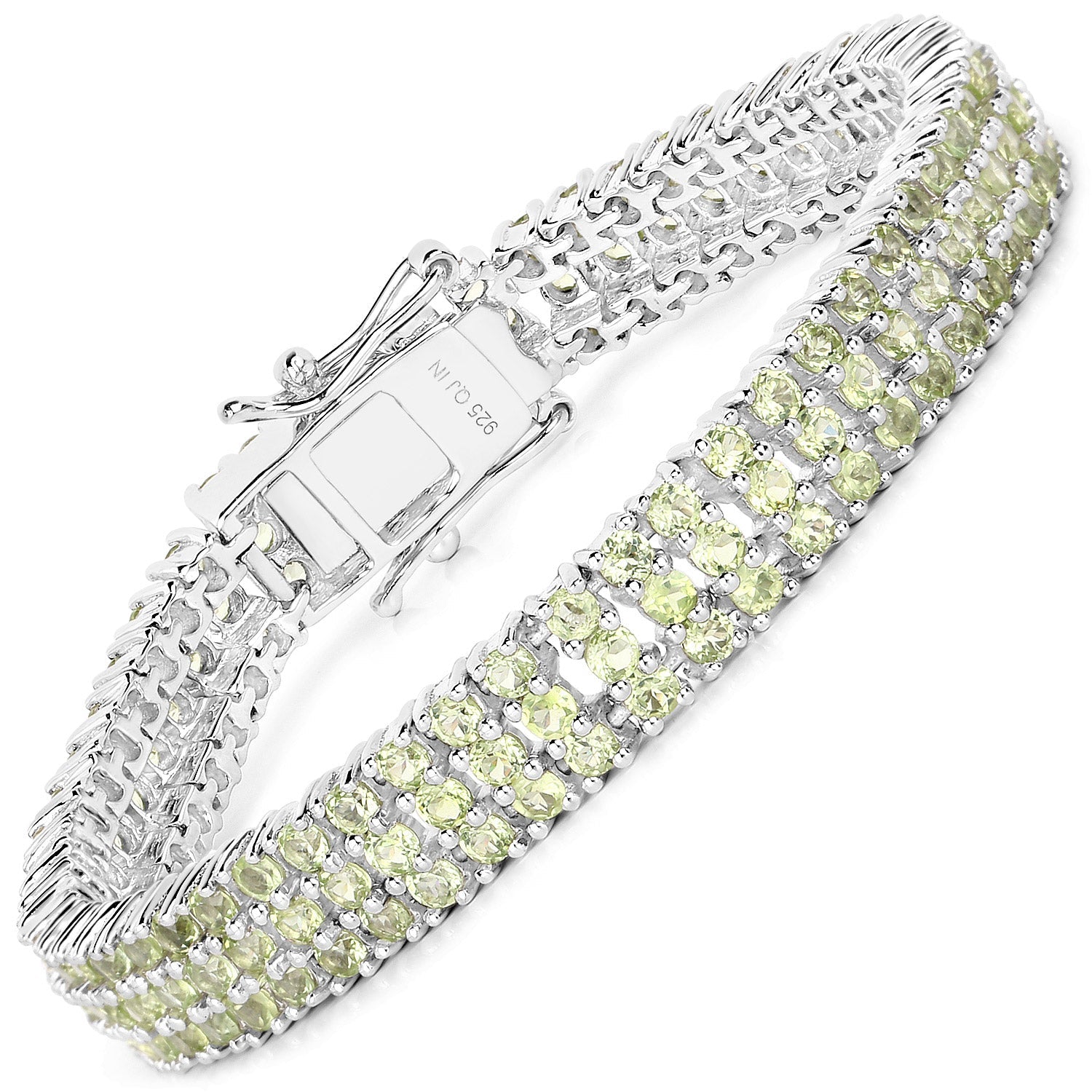 11.97 Carat Genuine Peridot .925 Sterling Silver Bracelet Bids.com
