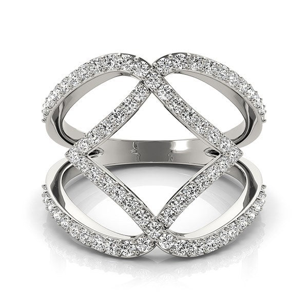 14k White Gold Entwined Design Diamond Dual Band Ring (3/4 cttw) Bids.com