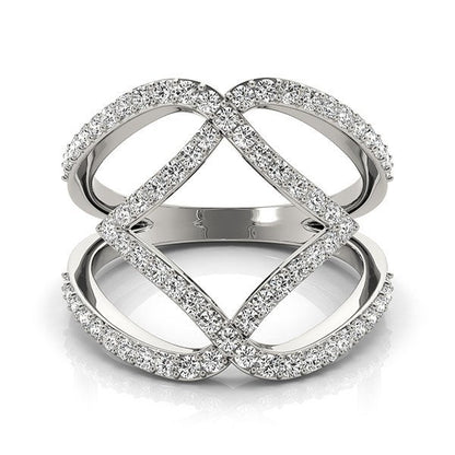 14k White Gold Entwined Design Diamond Dual Band Ring (3/4 cttw) Bids.com