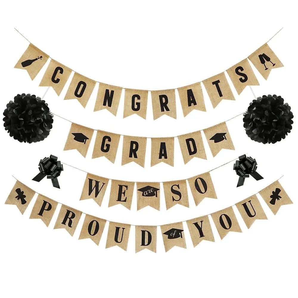 36-Pieces: Burlap "Congrats Grads"+ Burlap "We Are So Proud of You" DailySale