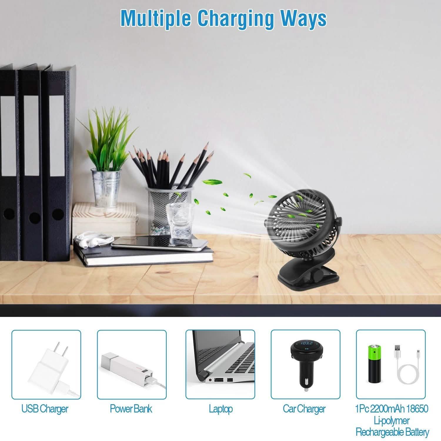 360 Degree Clip On Fan Quiet Rechargeable DailySale