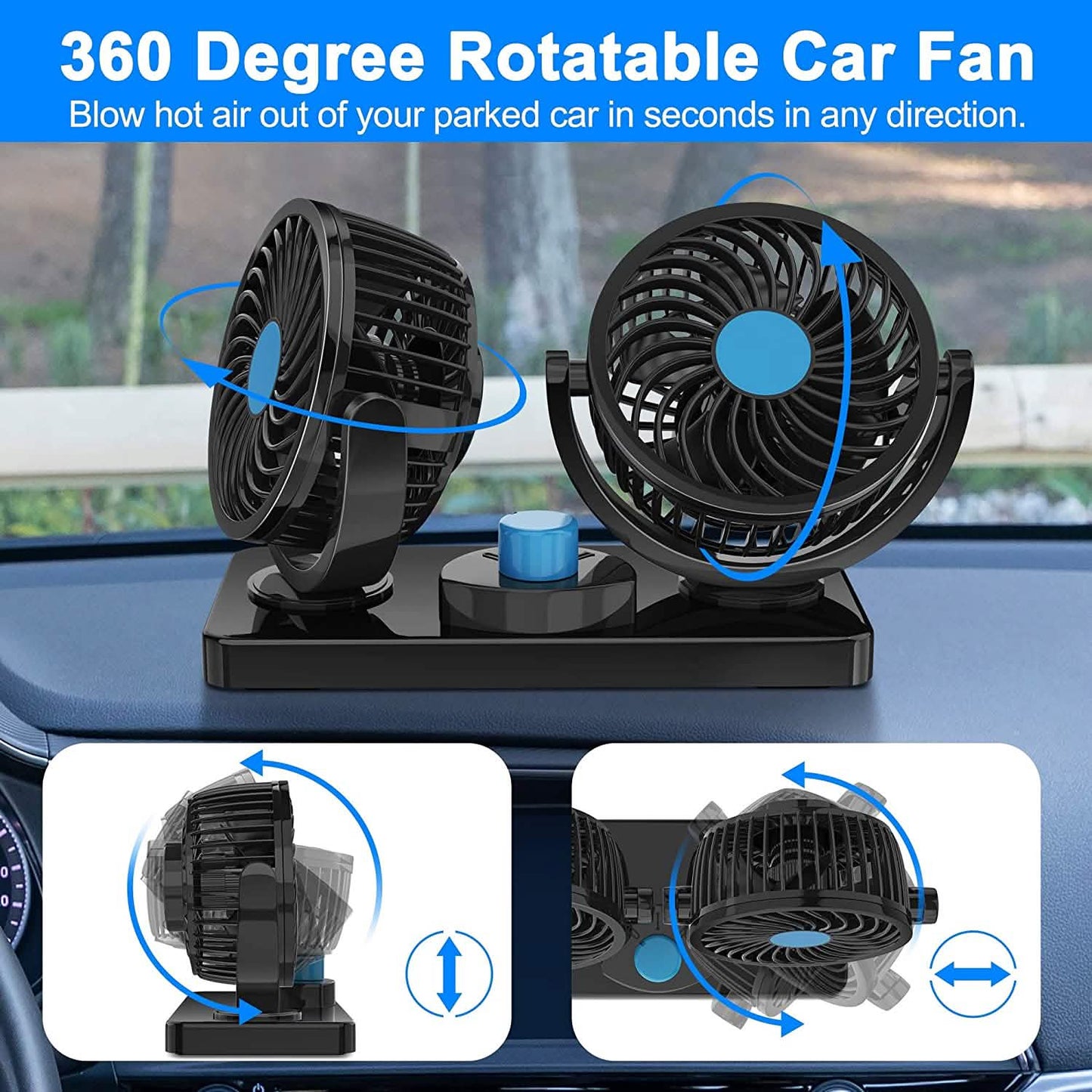 360 Degree Rotatable Car Fan DailySale
