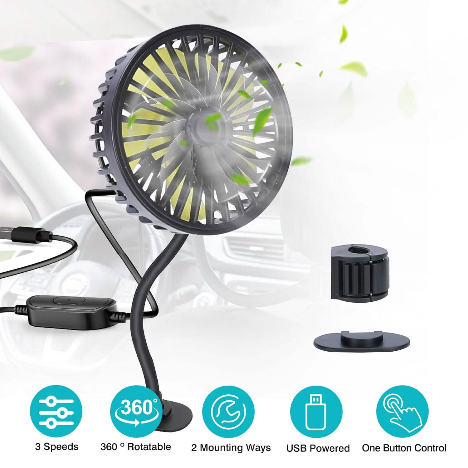 360 º Rotatable Car Cooling Fan with 3 Speeds DailySale