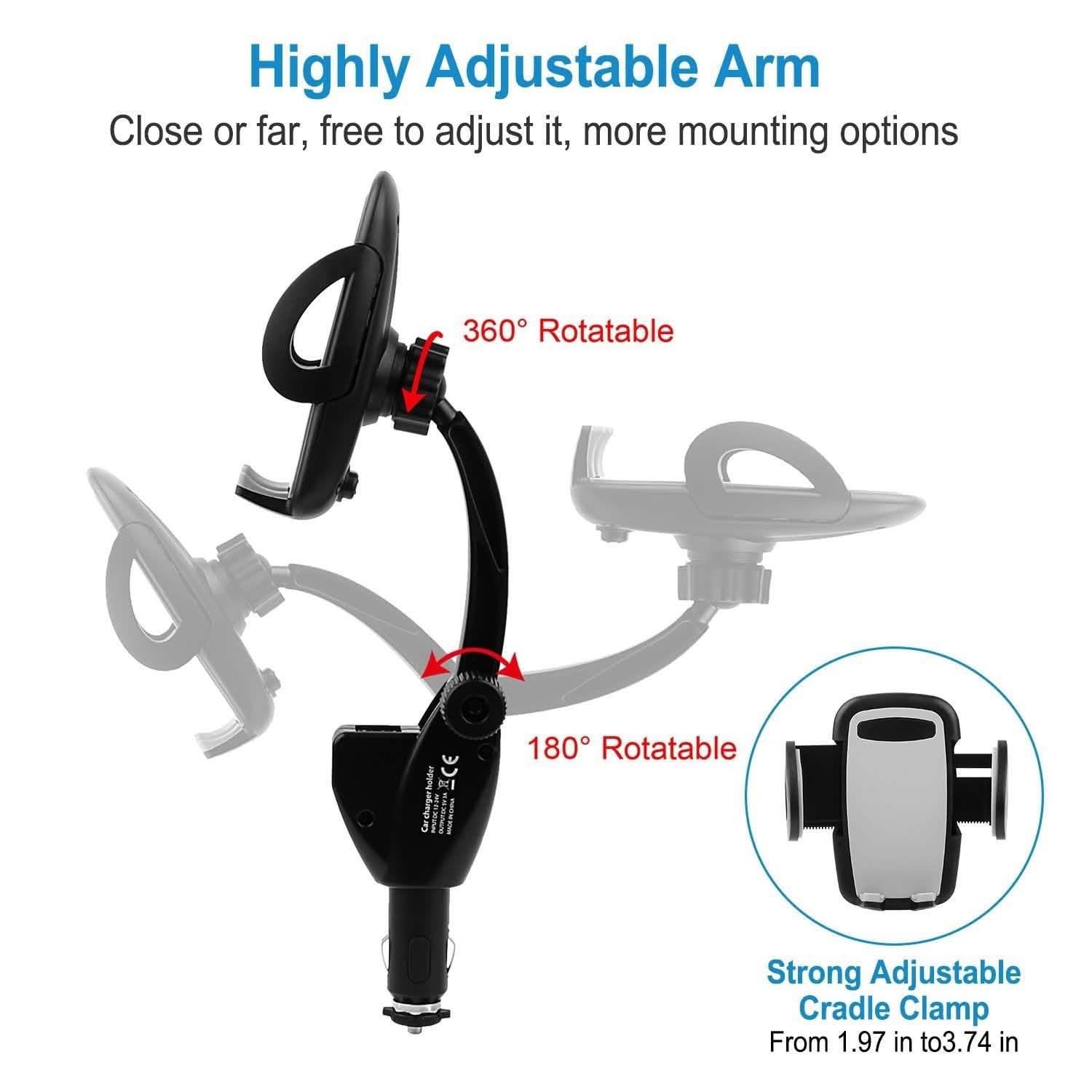 360° Dual USB Smartphone Mounting Car Charger DailySale