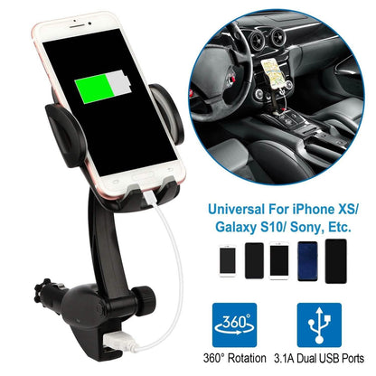 360° Dual USB Smartphone Mounting Car Charger DailySale