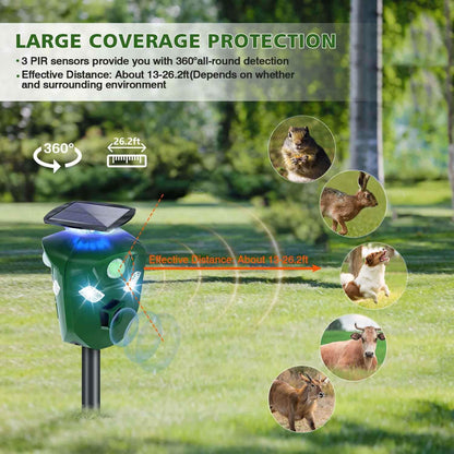 360° Electric Solar Powered Ultrasonic Repeller with Motion Sensor LED Flashing Lights DailySale