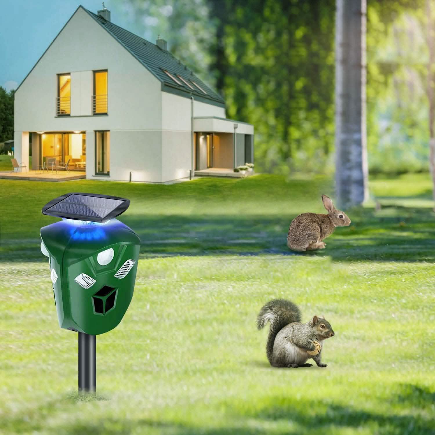 360° Electric Solar Powered Ultrasonic Repeller with Motion Sensor LED Flashing Lights DailySale