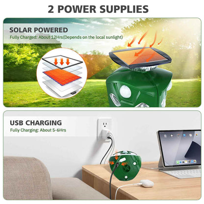 360° Electric Solar Powered Ultrasonic Repeller with Motion Sensor LED Flashing Lights DailySale