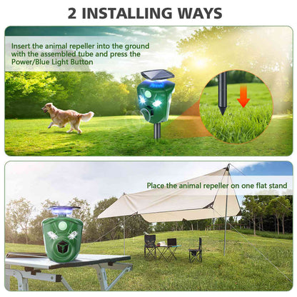 360° Electric Solar Powered Ultrasonic Repeller with Motion Sensor LED Flashing Lights DailySale