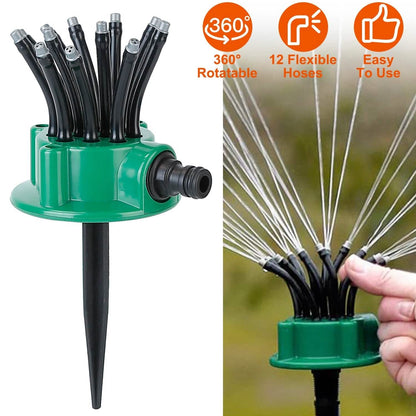 360° Flexible Lawn Sprinkler Automatic 12 Tubes Garden Water Irrigation Sprayers DailySale