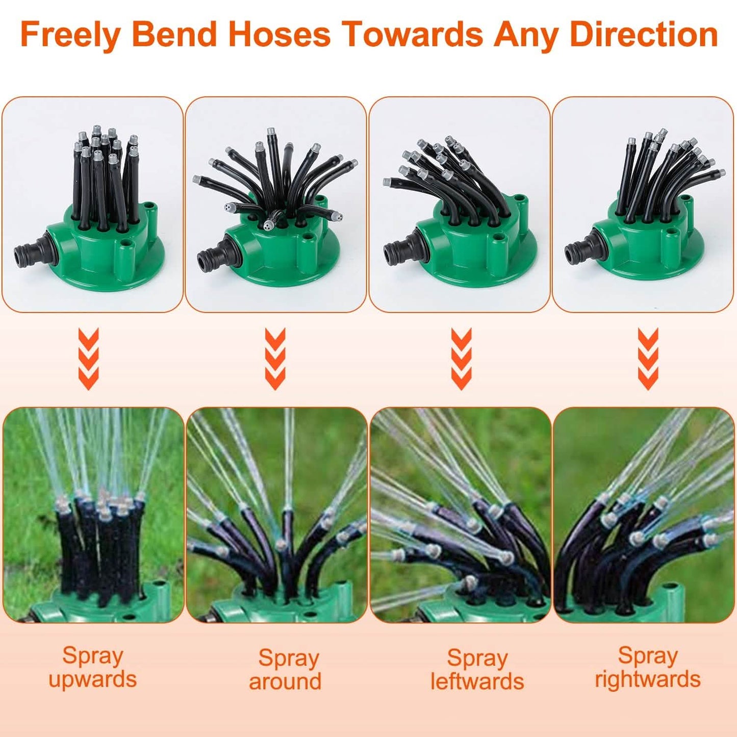 360° Flexible Lawn Sprinkler Automatic 12 Tubes Garden Water Irrigation Sprayers DailySale