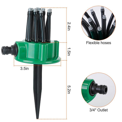 360° Flexible Lawn Sprinkler Automatic 12 Tubes Garden Water Irrigation Sprayers DailySale