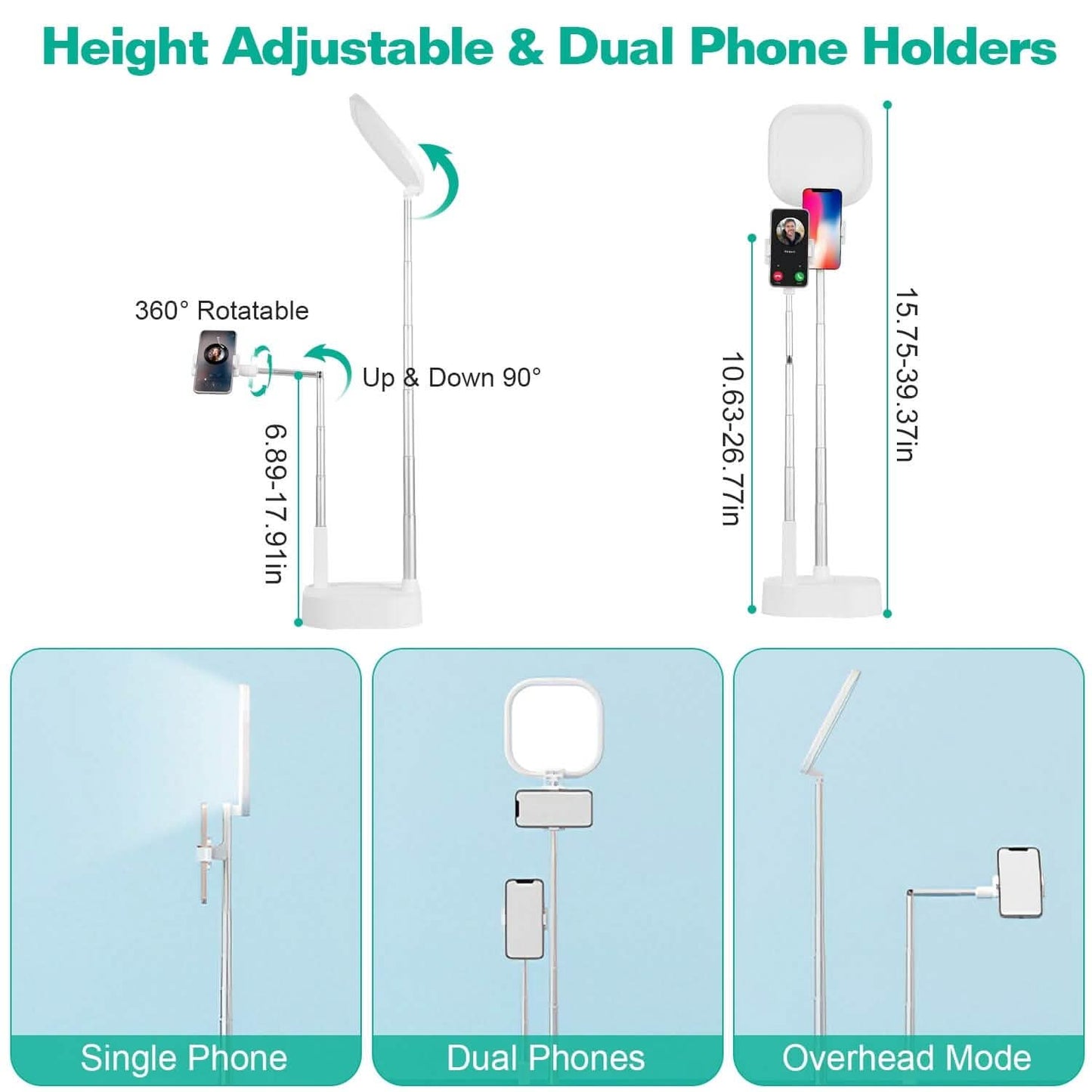 360° Rotatable Dual Phone Holder with Rechargeable Wireless Remote V8 DailySale