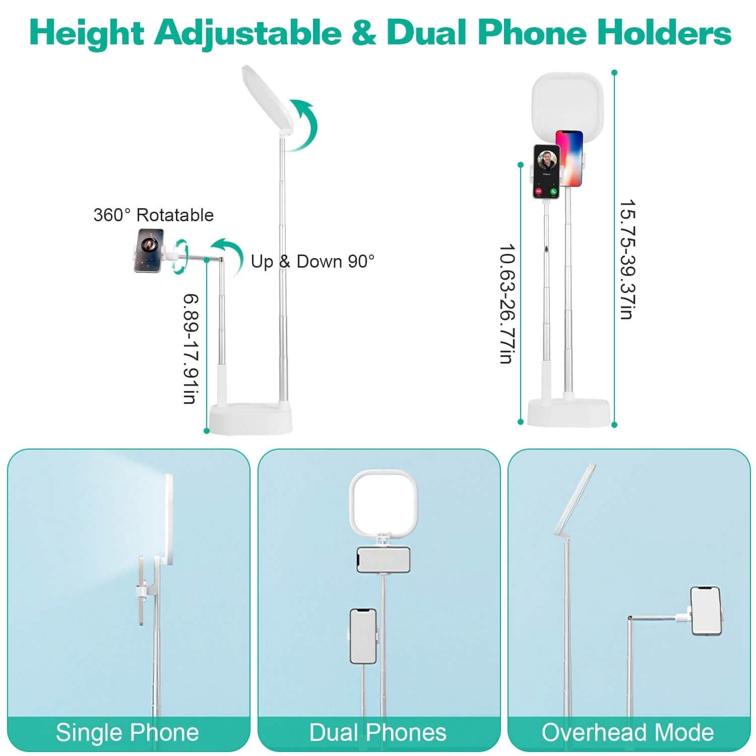 360° Rotatable Dual Phone Holder with Rechargeable Wireless Remote V8 DailySale