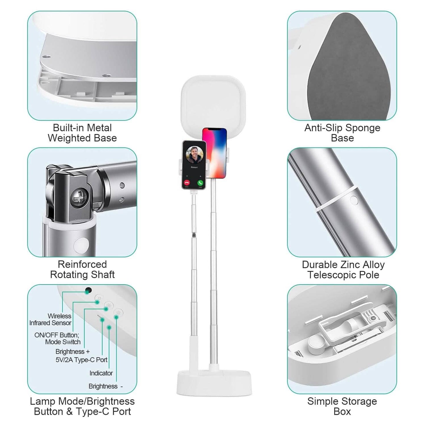 360° Rotatable Dual Phone Holder with Rechargeable Wireless Remote V8 DailySale