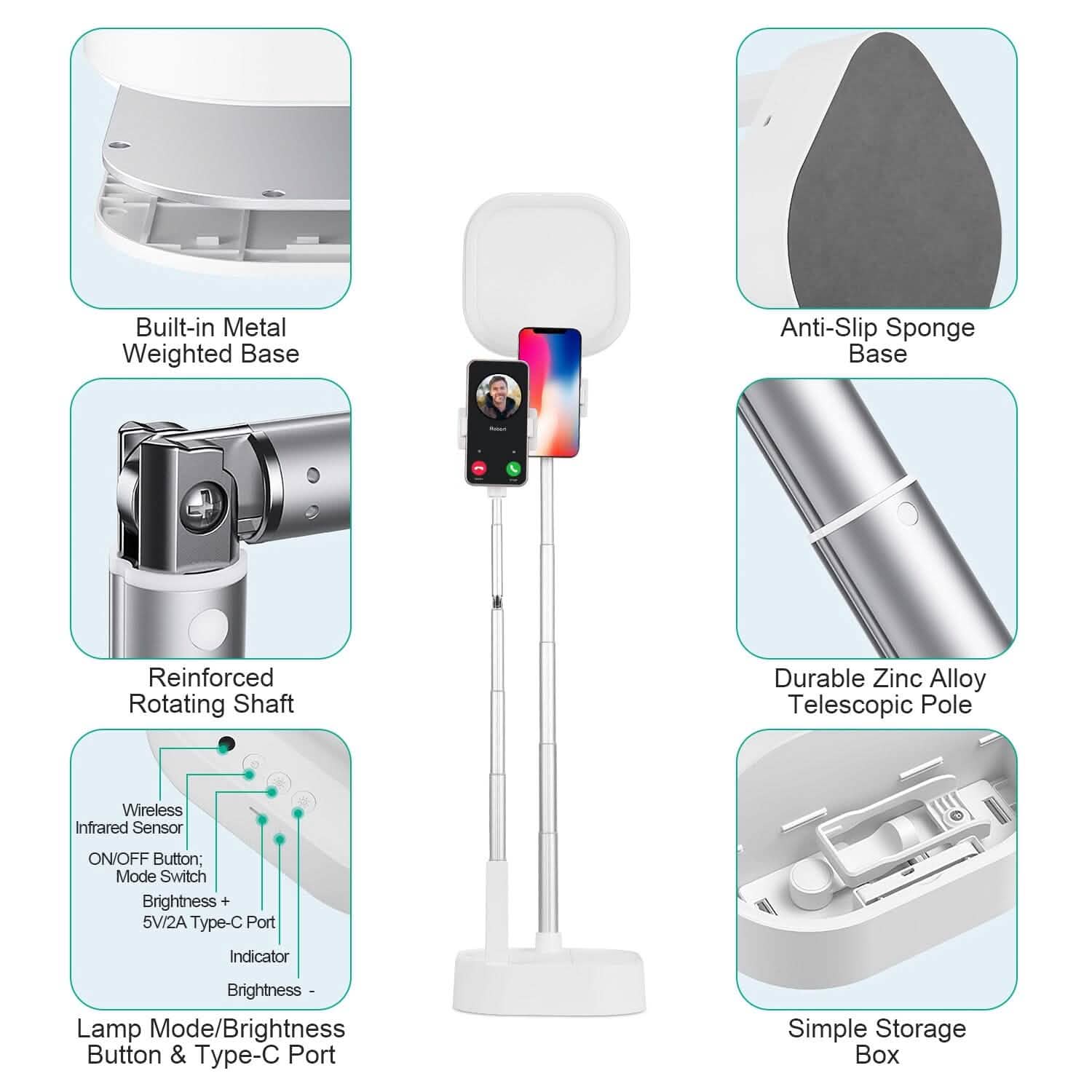 360° Rotatable Dual Phone Holder with Rechargeable Wireless Remote V8 DailySale