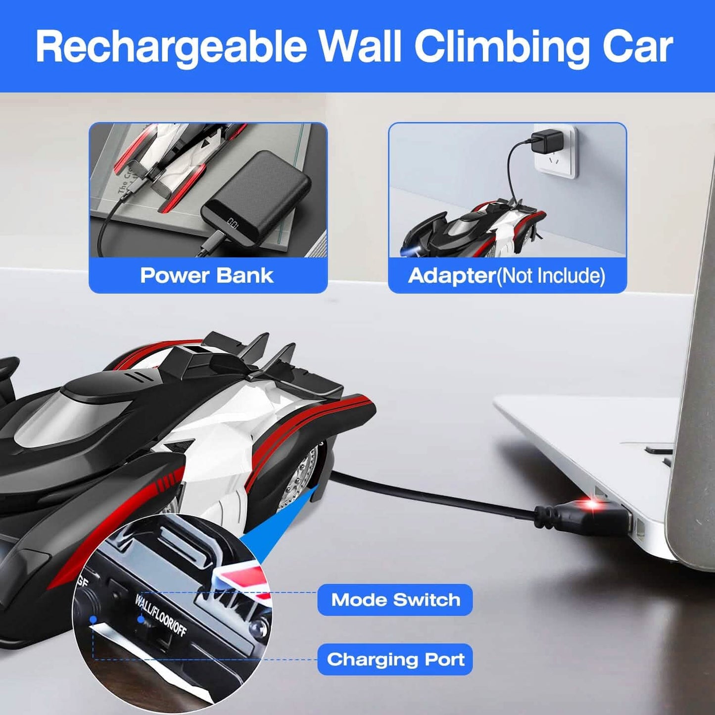 360¬∞ Rotating Electric Wall Climbing Remote Control Dual Mode Car DailySale