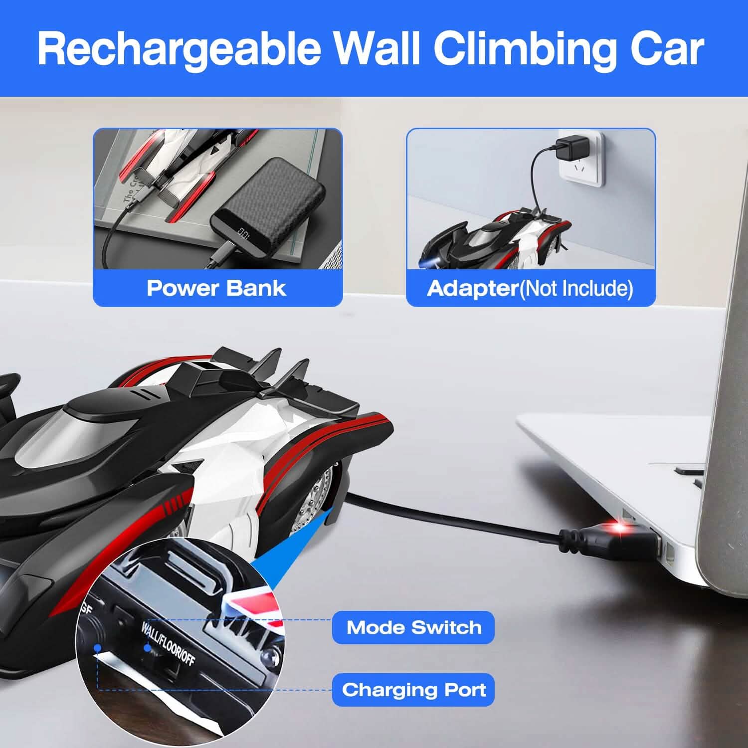 360¬∞ Rotating Electric Wall Climbing Remote Control Dual Mode Car DailySale