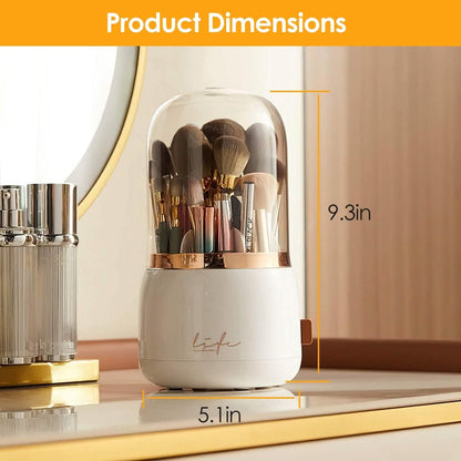 360¬∞ Rotating Makeup Brush Holder with Lid Makeup Organizer DailySale