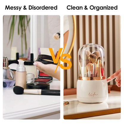 360¬∞ Rotating Makeup Brush Holder with Lid Makeup Organizer DailySale