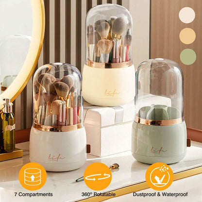 360¬∞ Rotating Makeup Brush Holder with Lid Makeup Organizer DailySale