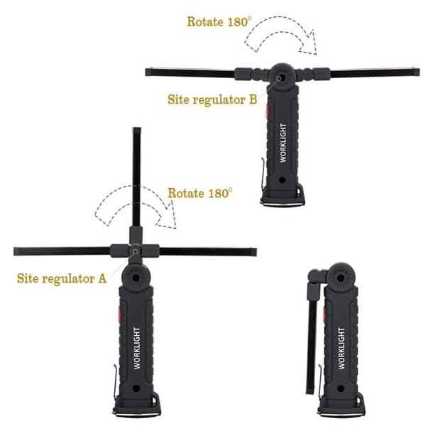 360° Rotation Inspection Lamp LED + COB Flexible Cordless Rechargeable Work Light DailySale