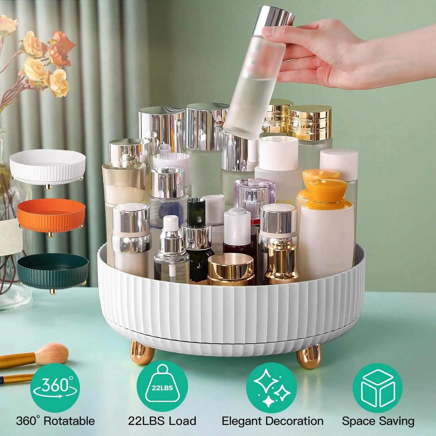 360¬∞ Spinning Perfume Cosmetic Storage Tray 22Lbs Load DailySale