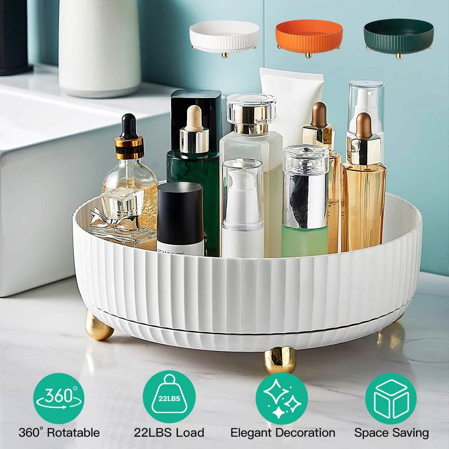 360¬∞ Spinning Perfume Cosmetic Storage Tray 22Lbs Load DailySale