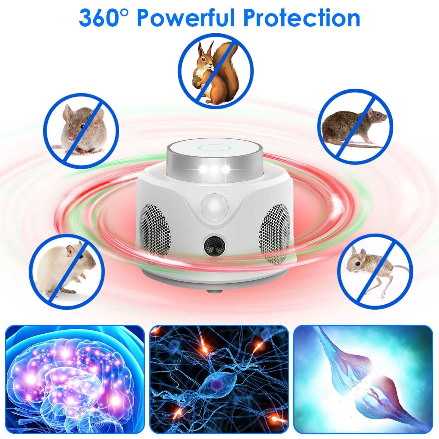 360° Ultrasonic Mice Repellent Indoor with 3 Modes 9 Strobe Lights DailySale