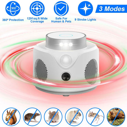 360° Ultrasonic Mice Repellent Indoor with 3 Modes 9 Strobe Lights DailySale