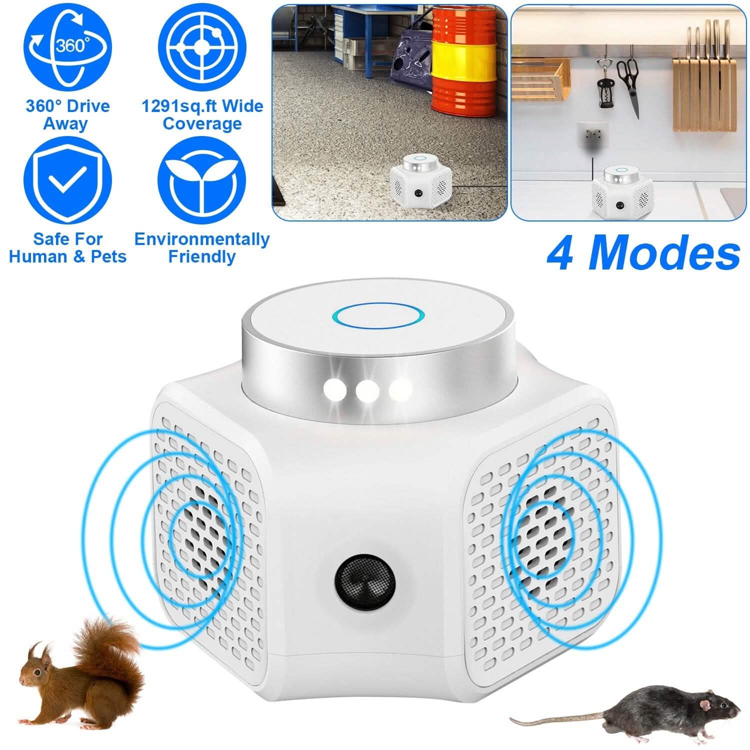 360° Ultrasonic Rodent Chaser Electronic Plug-in Mouse Control DailySale