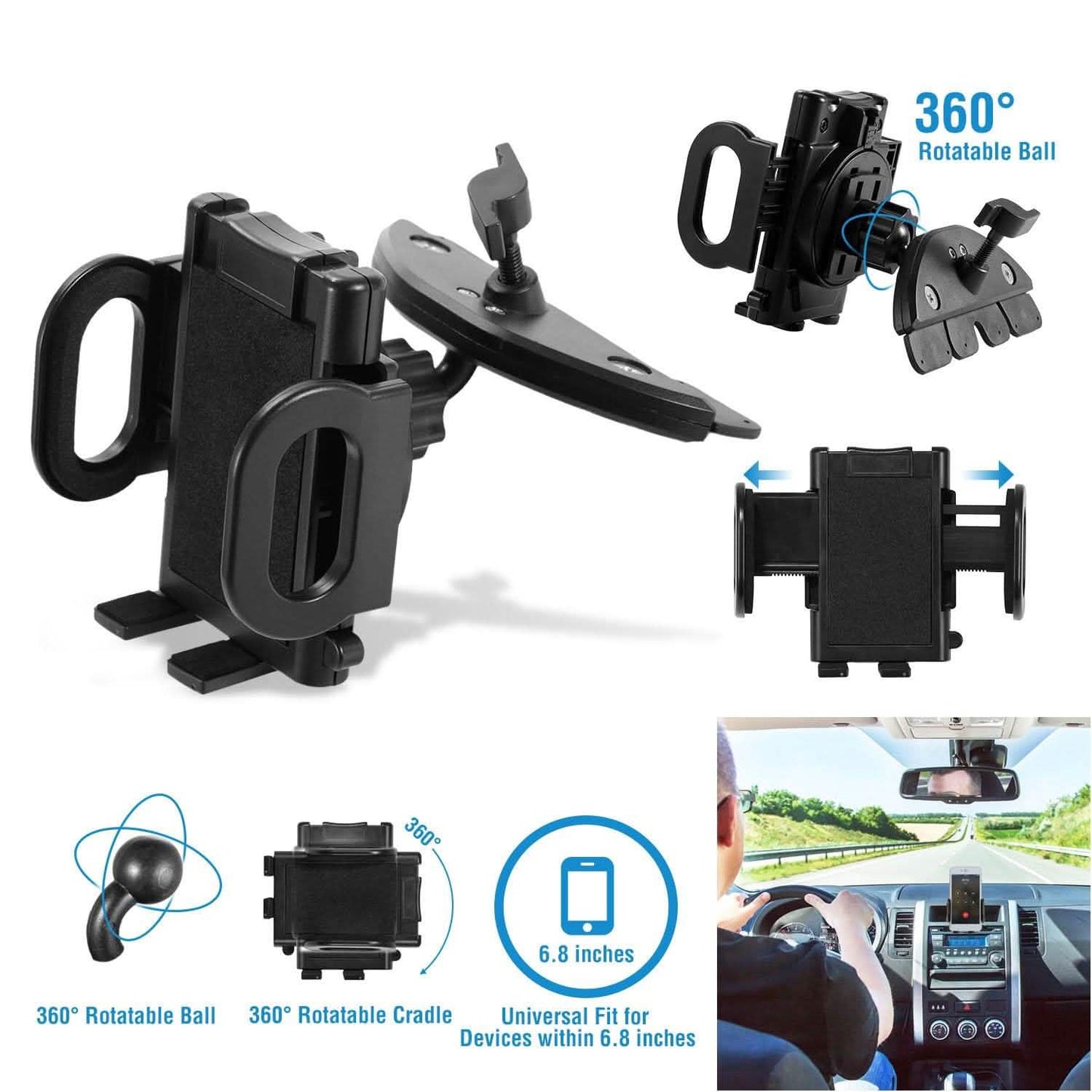 360° Universal CD Slot Car Phone Mount DailySale