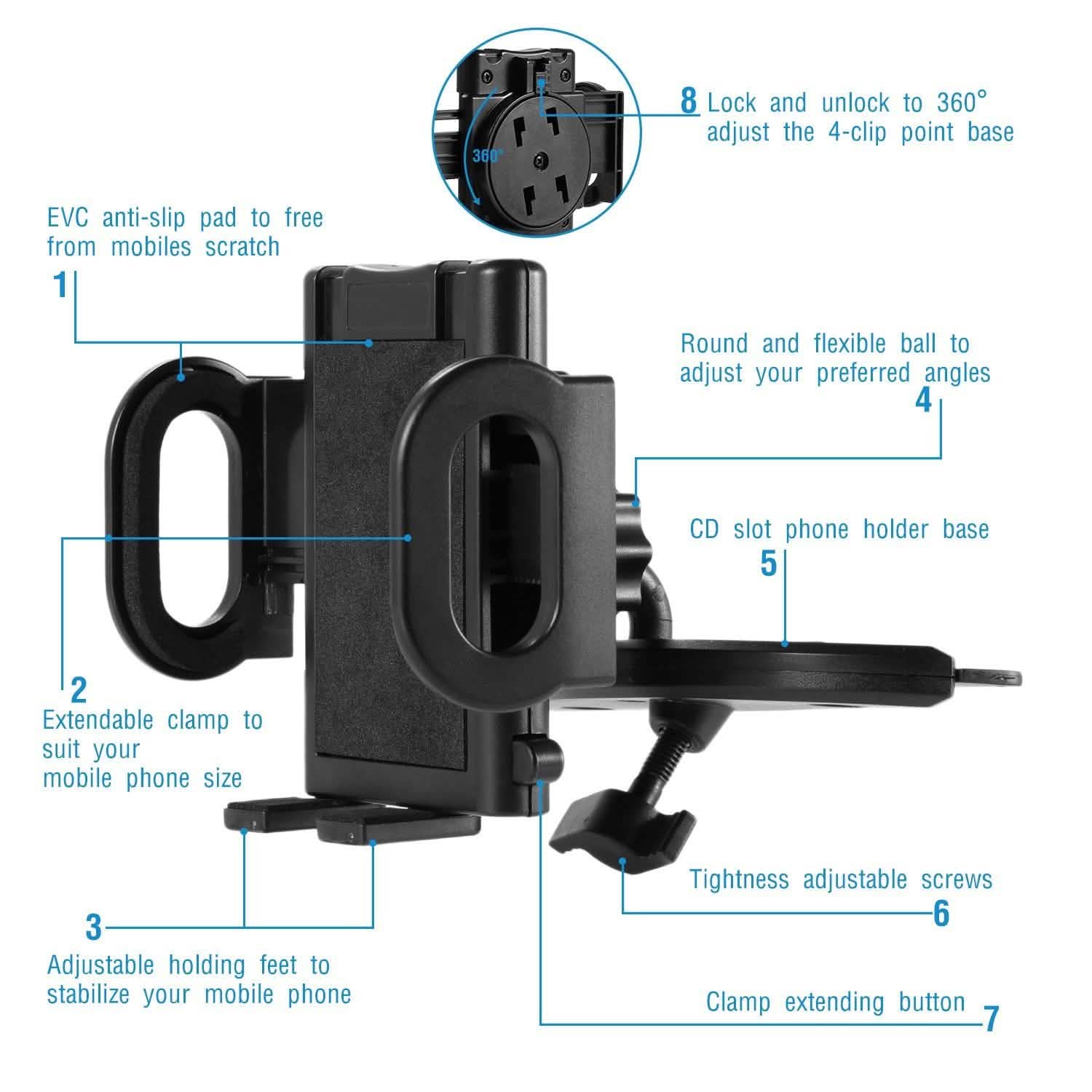 360° Universal CD Slot Car Phone Mount DailySale