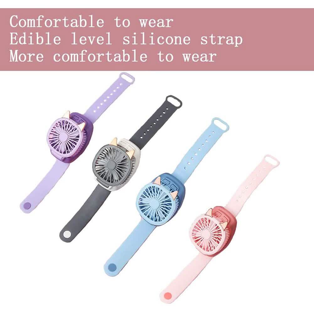 360¬∞Rotation Kids Portable Wrist Strap Mini Watch Hand Held Fan Cat Design DailySale