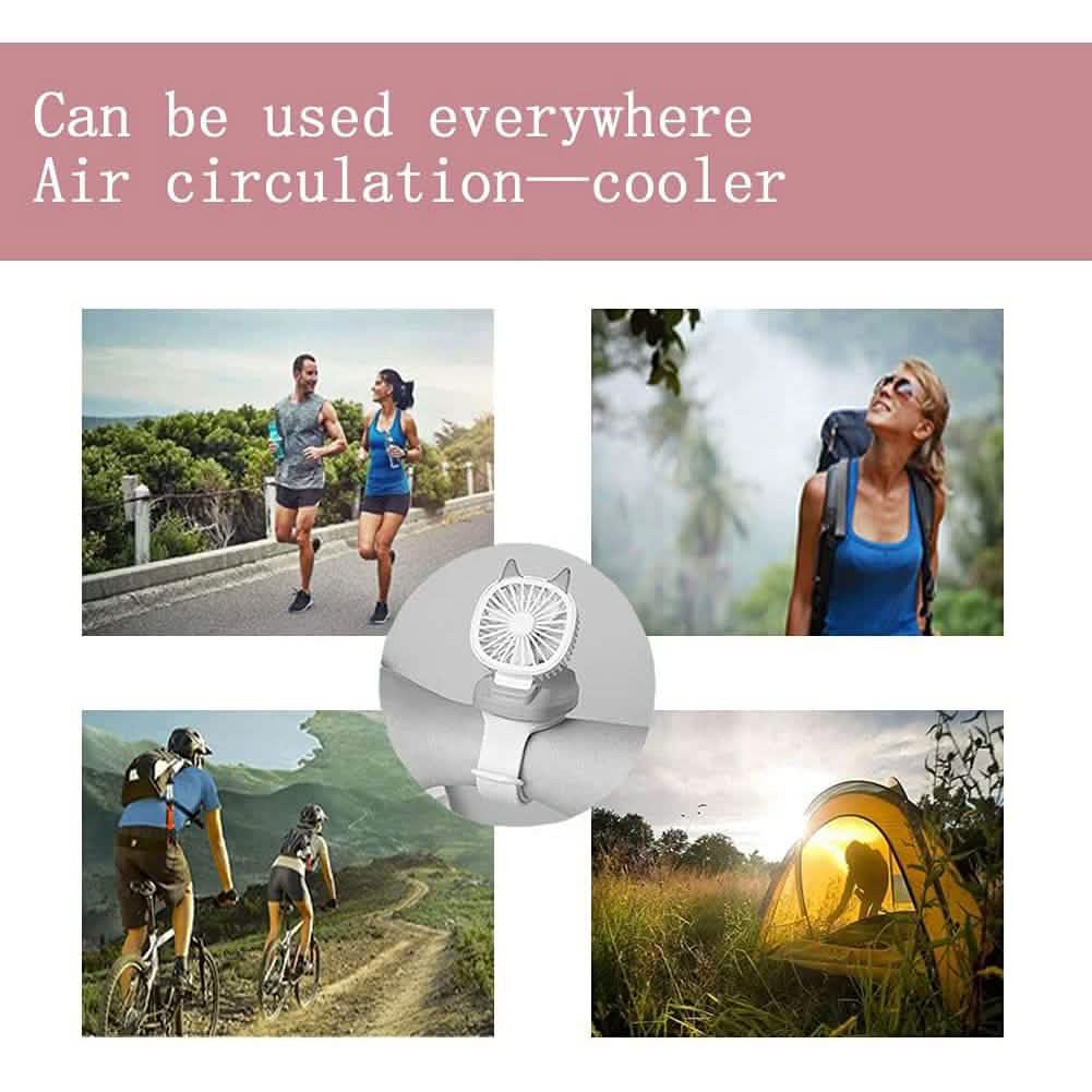 360¬∞Rotation Kids Portable Wrist Strap Mini Watch Hand Held Fan Cat Design DailySale
