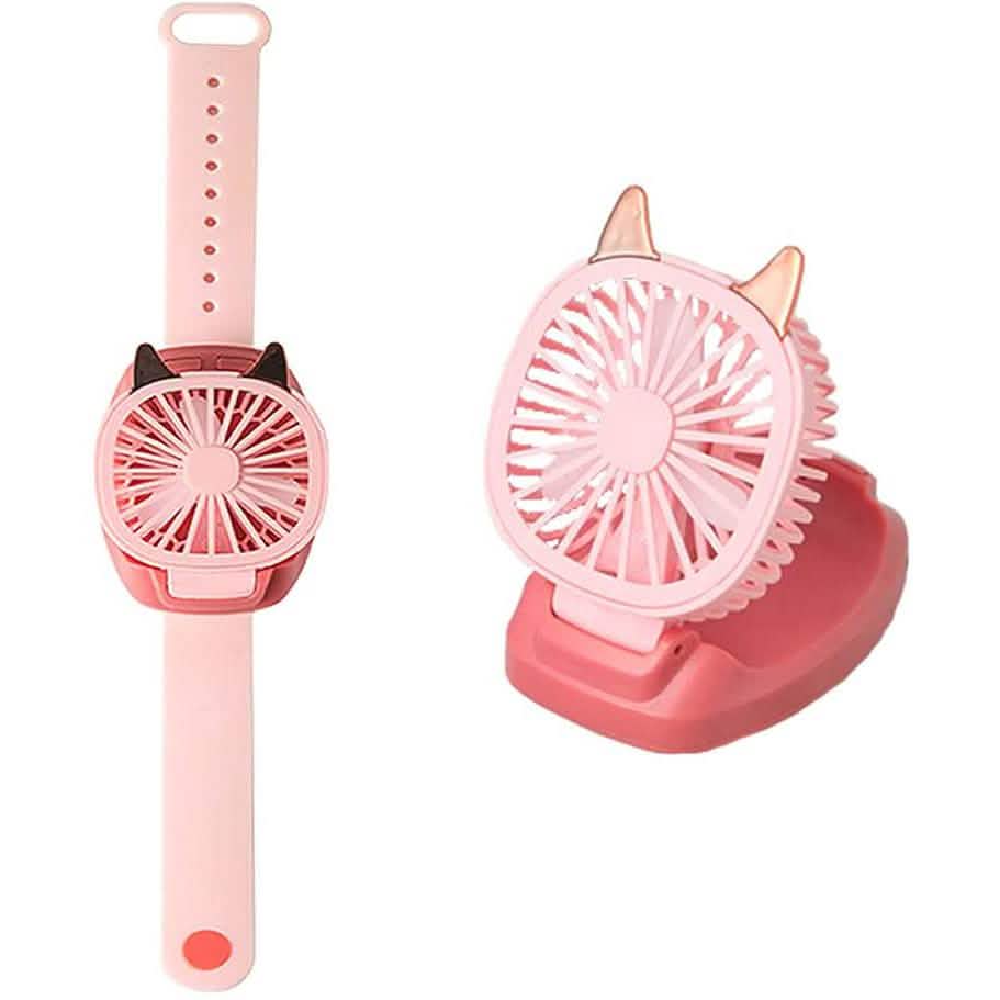 360¬∞Rotation Kids Portable Wrist Strap Mini Watch Hand Held Fan Cat Design DailySale