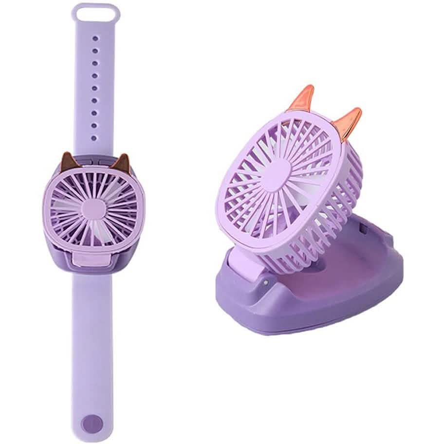 360¬∞Rotation Kids Portable Wrist Strap Mini Watch Hand Held Fan Cat Design DailySale