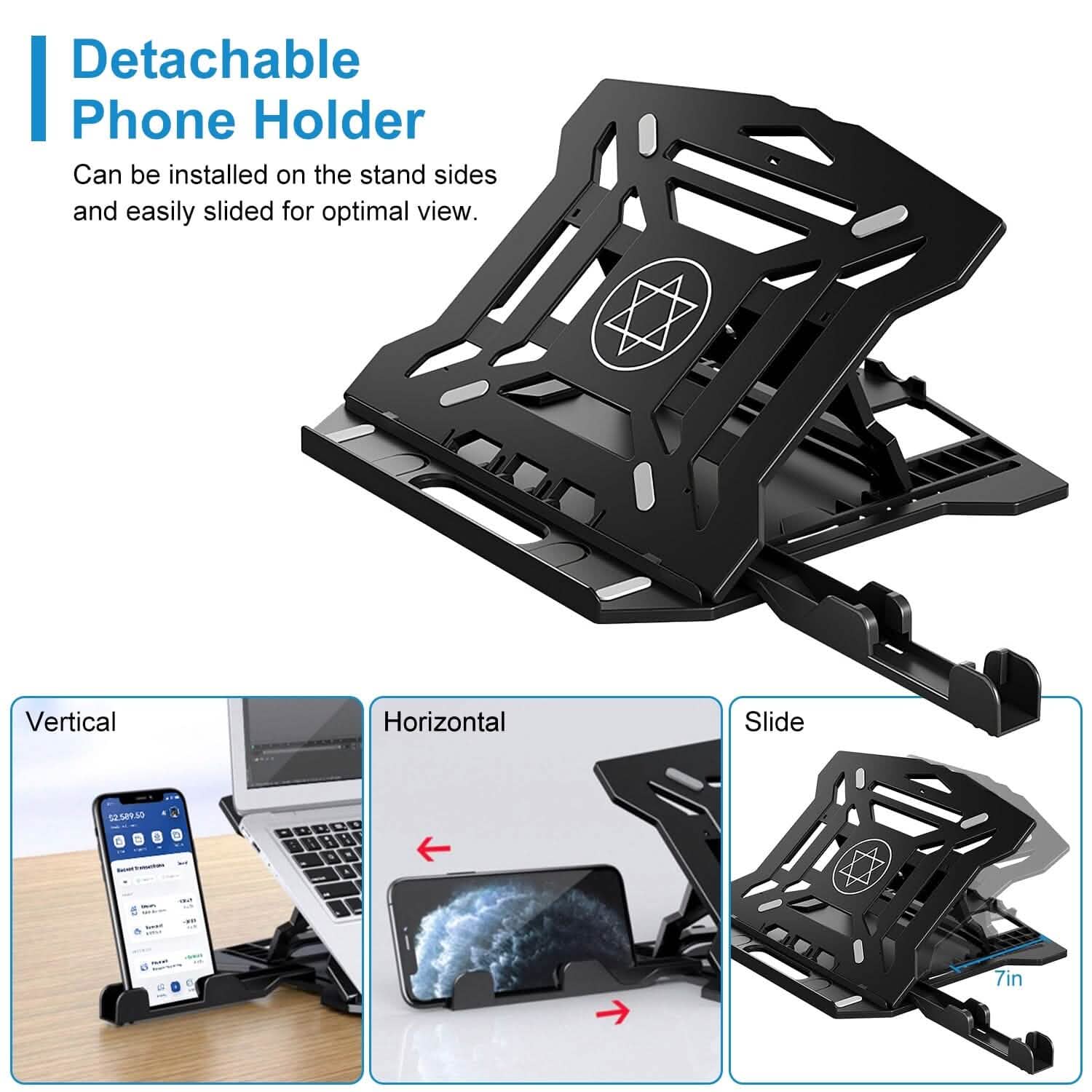 360º Rotating Laptop Riser Stand with Phone Stand 8 Level Adjustable Height DailySale